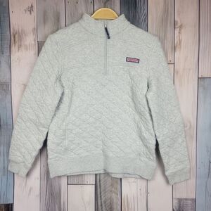 Vineyard Vines 1/4 Zip Diamond Quilt Pullover Sweater Gray Size Small